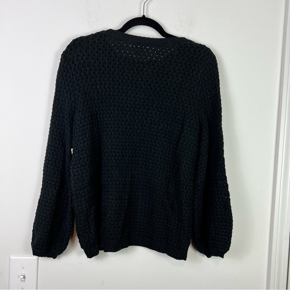 14th & Union black crochet crewneck sweater womens size medium - Picture 7 of 10
